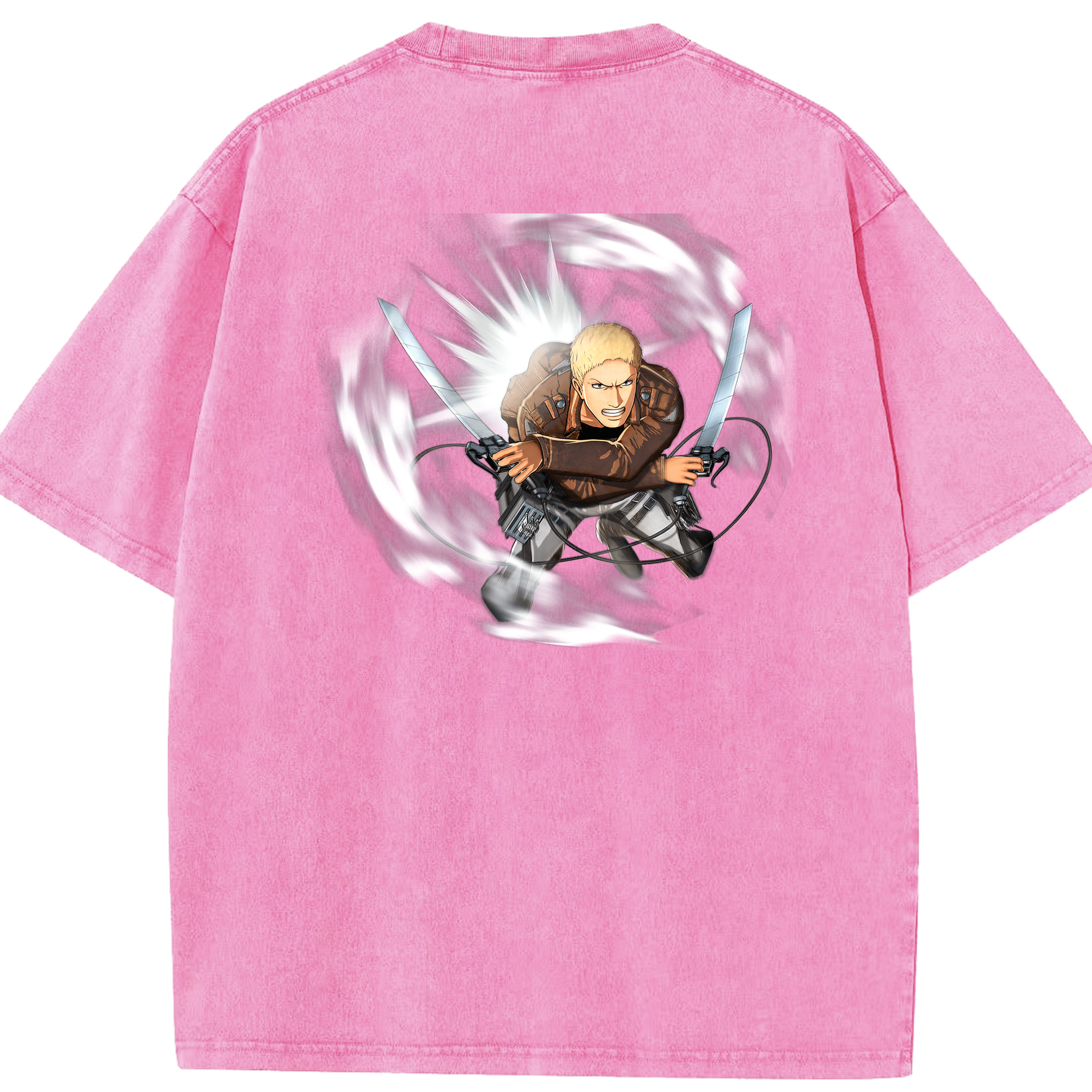 （画像用） 進撃の巨人 ライナー・ブラウン Attack on Titan Reiner Braun 綿100% ヴィンテージ風 半袖Tシャツ（背面プリント）